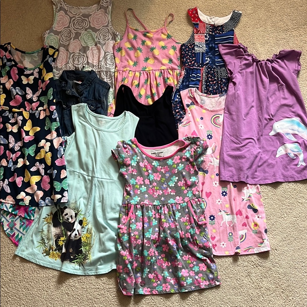 Set of 10 Girls Dresses Sizes 7-8 - Multicolor Collection